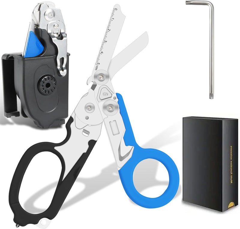 Lemasa 6-in-1 trauma shears - emergency responders, outdoor emergencies, medical staff, and outdoor camping, Gift box packaging with scissors storage K sheaths (blue-black) - Image 1